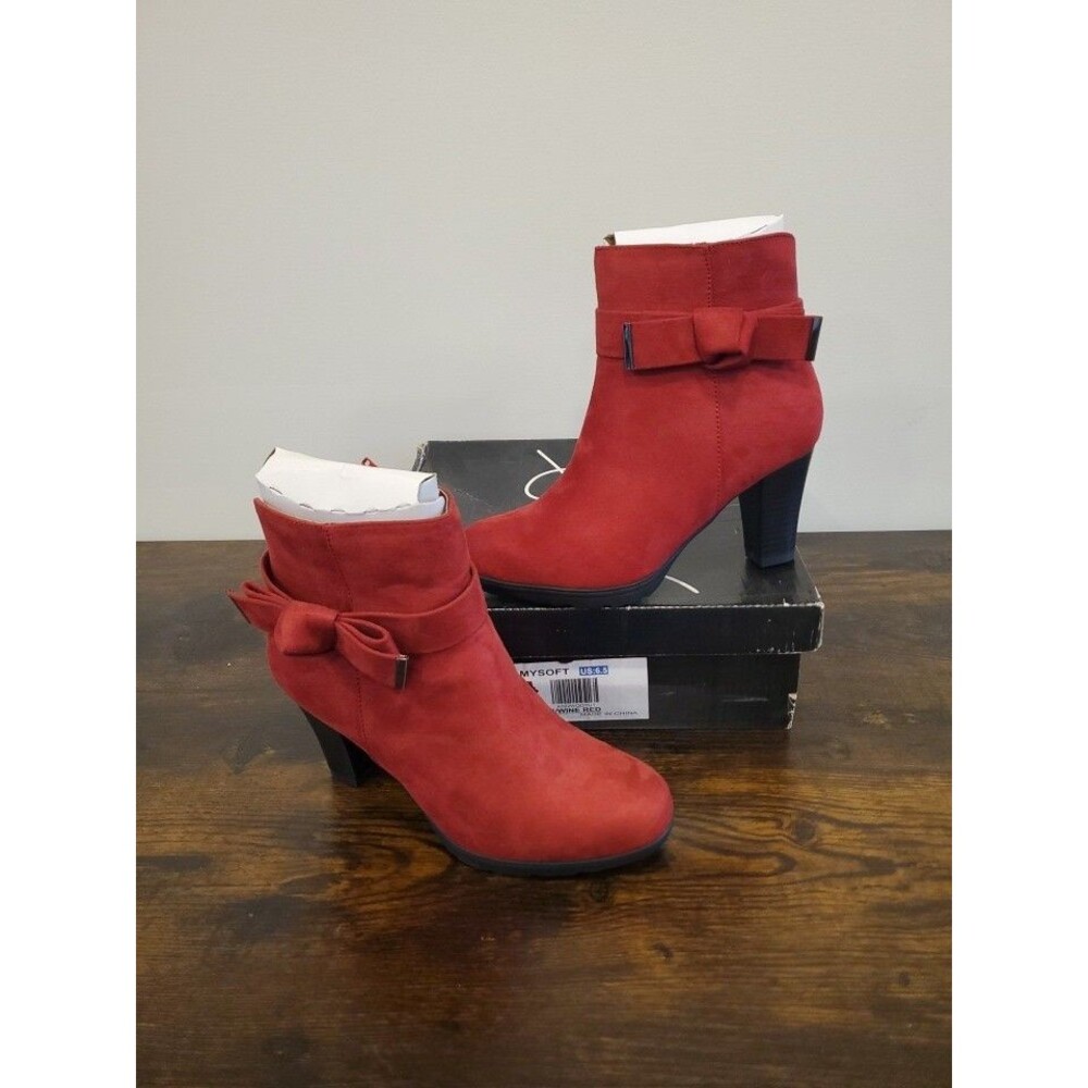 My Soft Faux Suede Booties With Bow Size 6.5 NEW Wine Red See description